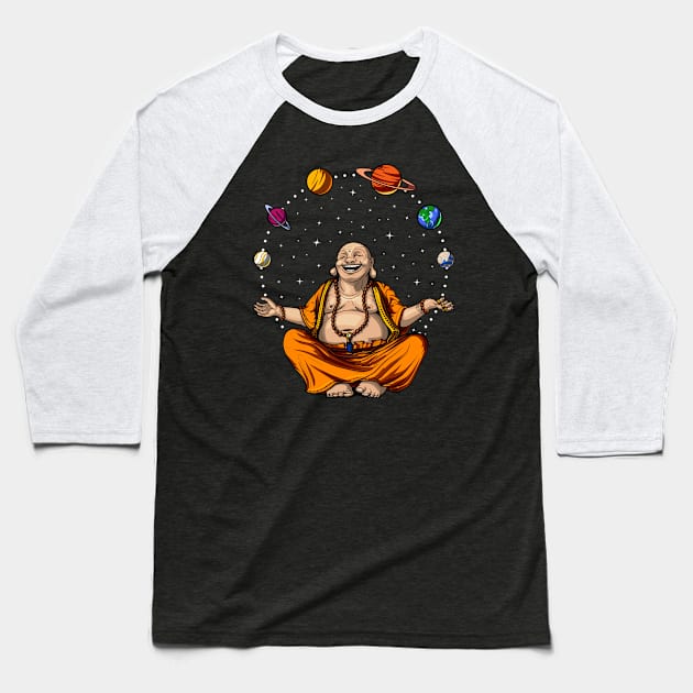 Buddha Space Planets Zen Yoga Meditation Baseball T-Shirt by underheaven